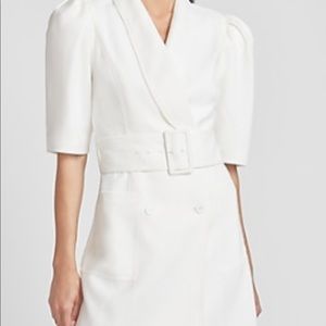 White Lady Gang Belted Puff Sleeve Blazer Dress